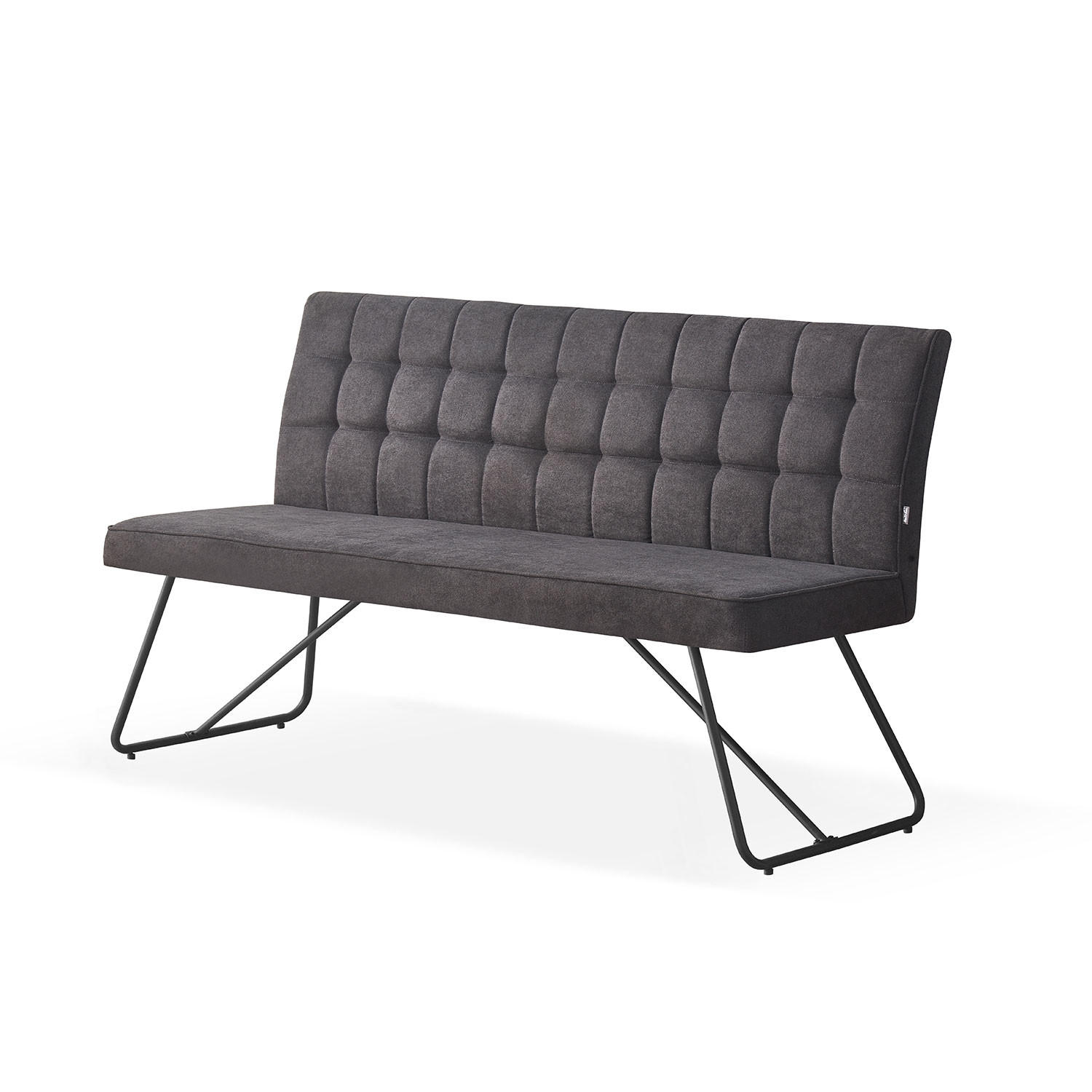 SITZBANK LINA 160 cm Anthrazit - Anthrazit/Schwarz, Textil/Metall (160/88/61cm) - B&D Home