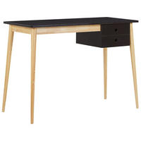 SCHREIBTISCH schwarz/heller Holzfarbton 106/48/77 cm Ebeme - Schwarz, Holzwerkstoff (48/106/77cm) - Beliani