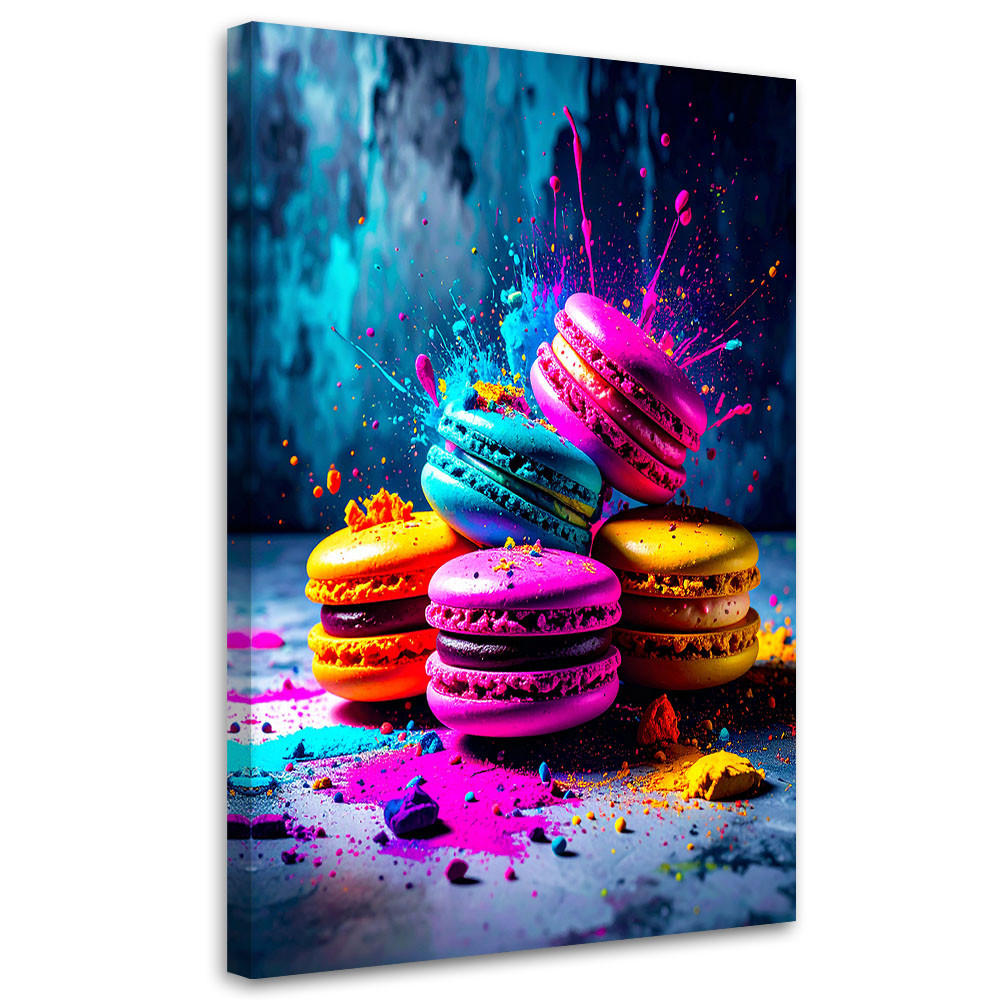 LEINWANDBILD Bunte Macarons 70x100cm - Multicolor, Textil (70/100cm) - Feeby