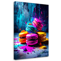 LEINWANDBILD Bunte Macarons 70x100cm - Multicolor, Textil (70/100cm) - Feeby