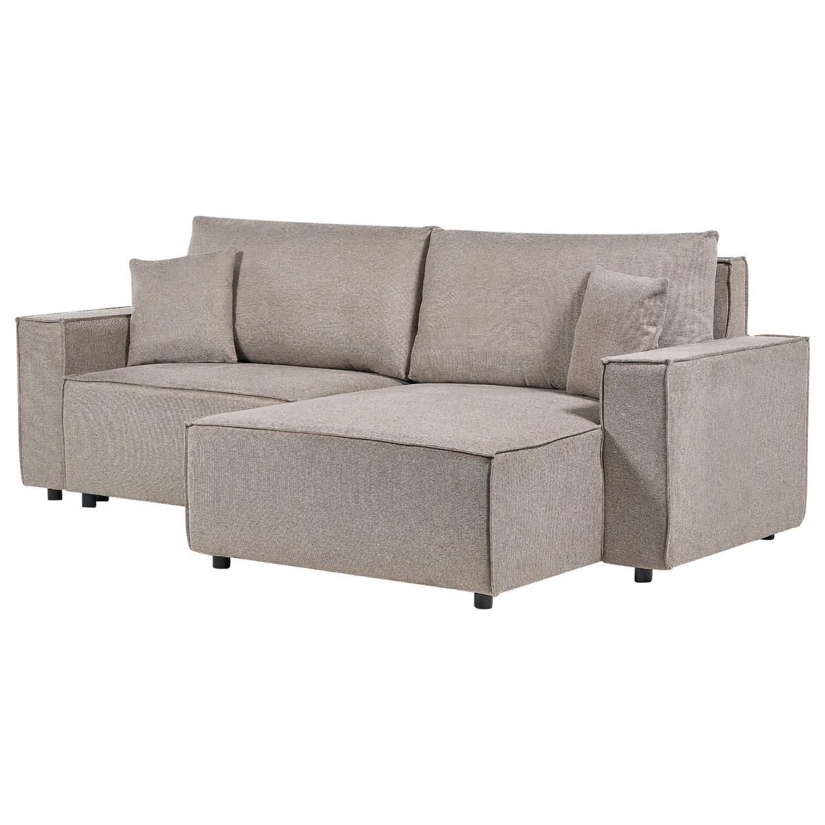3-SITZER-ECKSOFA taupe rechtsseitig mit Schlaffunktion Stauraum Karila - Taupe, Textil (250/150cm) - Beliani