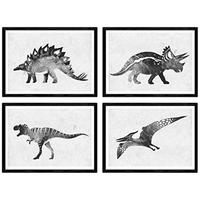 POSTER Set mit 4 schwarze Dinosaurier A3 Rahmenlos - Klar, Papier (29.7/3cm) - Nacnic