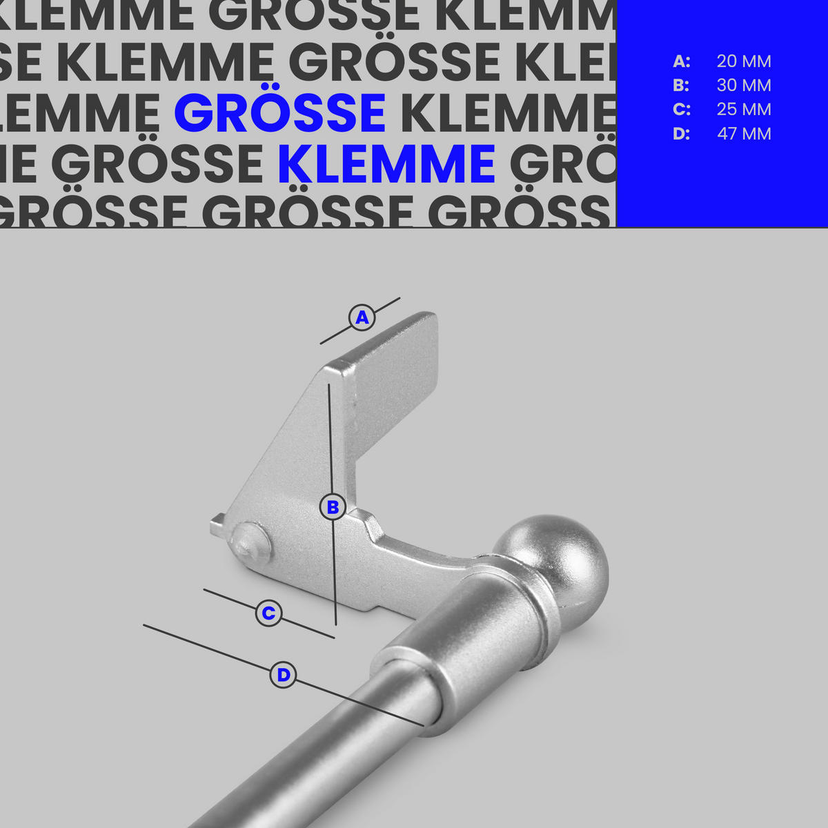 KLEMMSTANGE ausdrehbar/ausziehbar Ø8/10mm Silber (Globe) 100-130 cm - Silberfarben, Metall (1/1/130cm) - Bestlivings