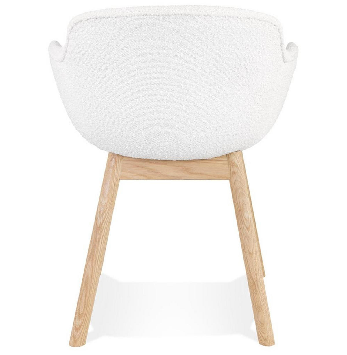 ARMLEHNSTUHL Bouclé Stoff Weiß Eiche Skandinavischer Stil ergonomisch KERANO - Beige/Weiß, Eichenholz/Textil (59/80/54cm) - KADIMA DESIGN