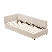 POLSTERBETT 90/200 cm Beige aus Samtstoff mit Lattenrost - Beige, Leder (90/200cm) - OKMYHOME