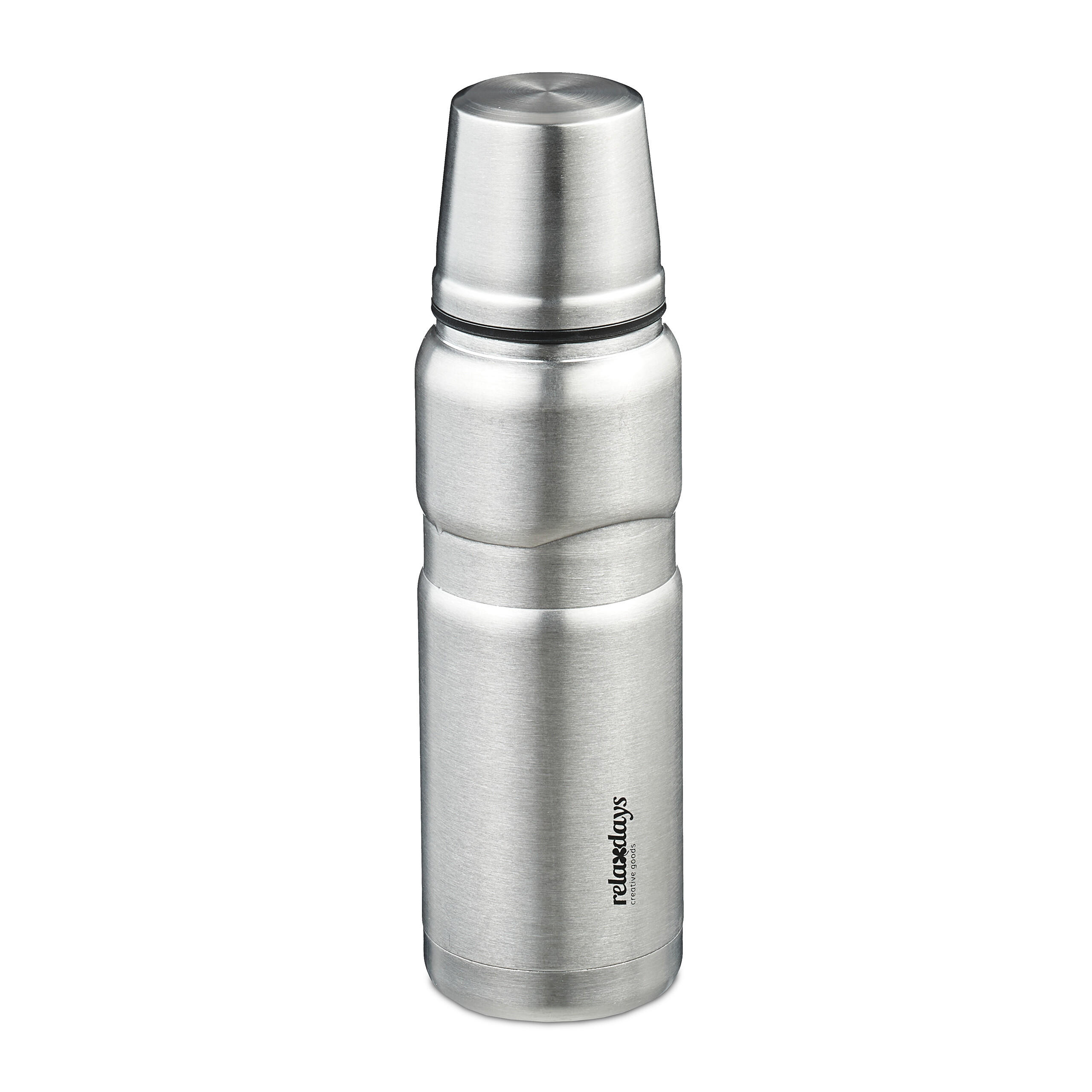 Relaxdays TERMOLÁHEV Stříbrná nerez isolační 500 ml s hrnkem