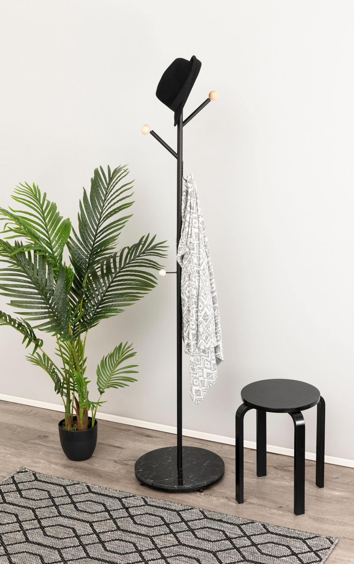 KÜCHENHOCKER Ø 39 cm - Schwarz, Holzwerkstoff (39/45.5/39cm)