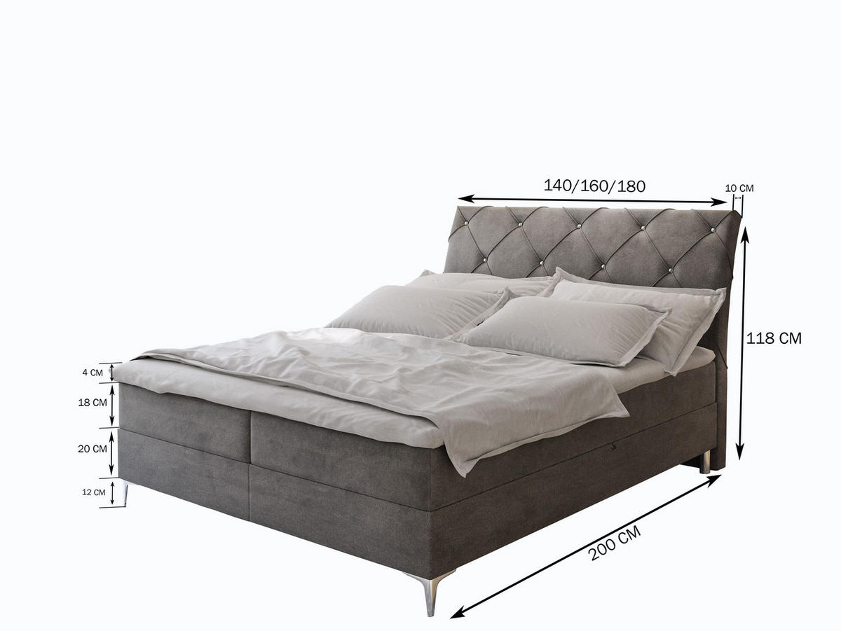 BOXBETT MACON 160x200 cm mit Matratze und Topper - Beige - Beige, Holz (160/200cm) - MASSENO