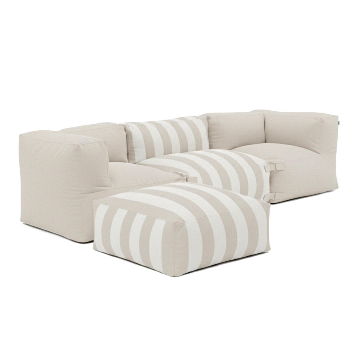 GARTENSOFA mit 4 Sitzplätzen, Beigefarbe - Beige, Textil (85/65/255cm) - Oviala