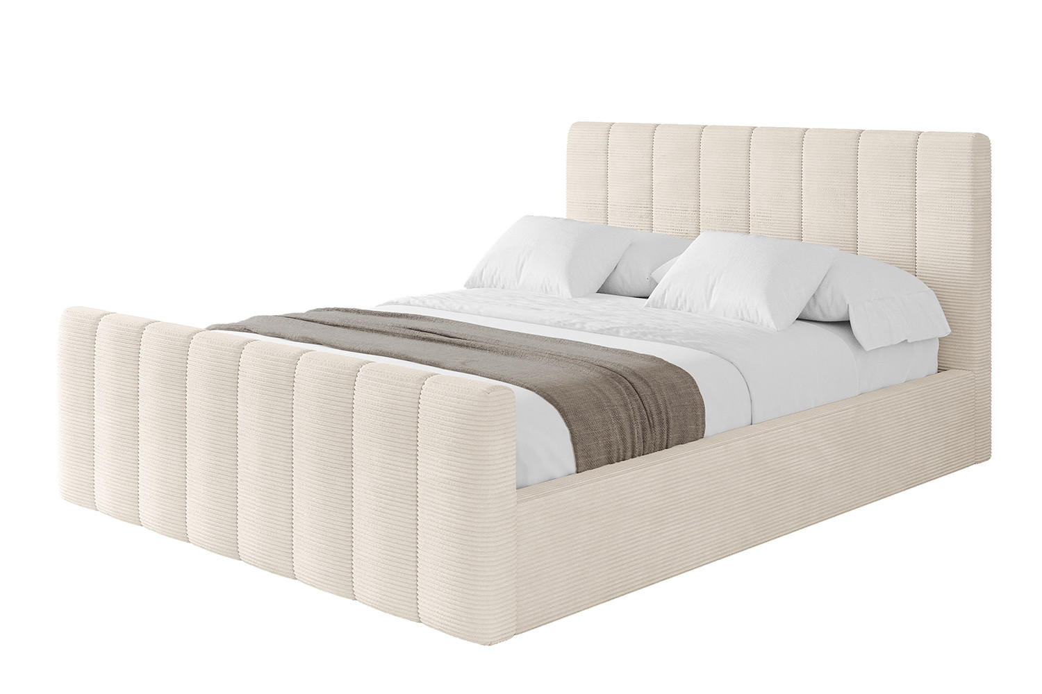 POLSTERBETT mit Bettkasten, Fußteil und Lattenrost, Boxbett mit Matratze H3/H4 - STERA-Z 160x200 Beige - Sandfarben, Holzwerkstoff/Textil (160/200cm) - ALTDECOR