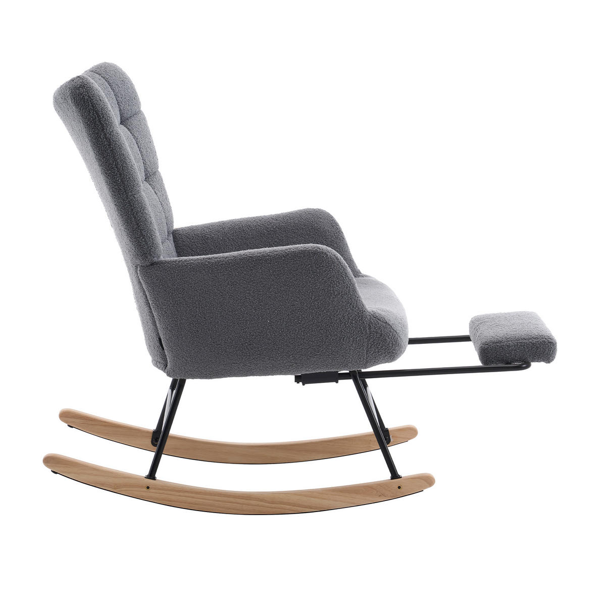SCHAUKELSTUHL wohnzimmer mit Fußstütze und verdicktem Sitzkissen ,Bodenschutzleiste, grau - Grau, Holzwerkstoff/Textil (68/91/88cm) - STILVORA