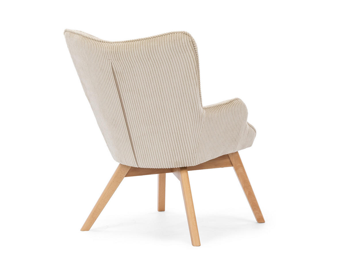LOUNGESESSEL Lenari Beige Cordstoff mit Füßen in Natur - Beige/Naturfarben, Holz/Textil (71/96/86cm) - S-Style Möbel