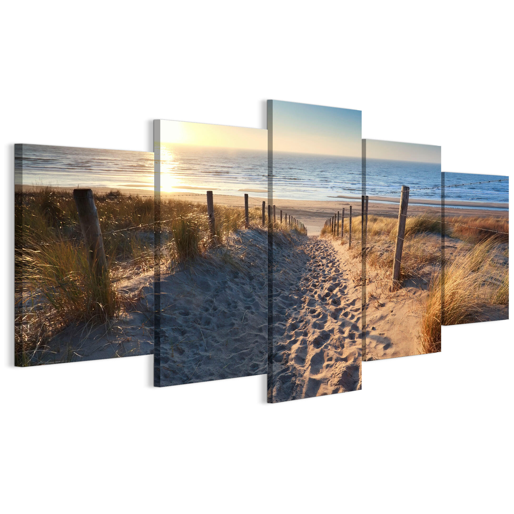 LEINWANDBILD Strand 5-tlg. 100x50 cm - Multicolor, Holz (100/50cm) - LUMASOUL