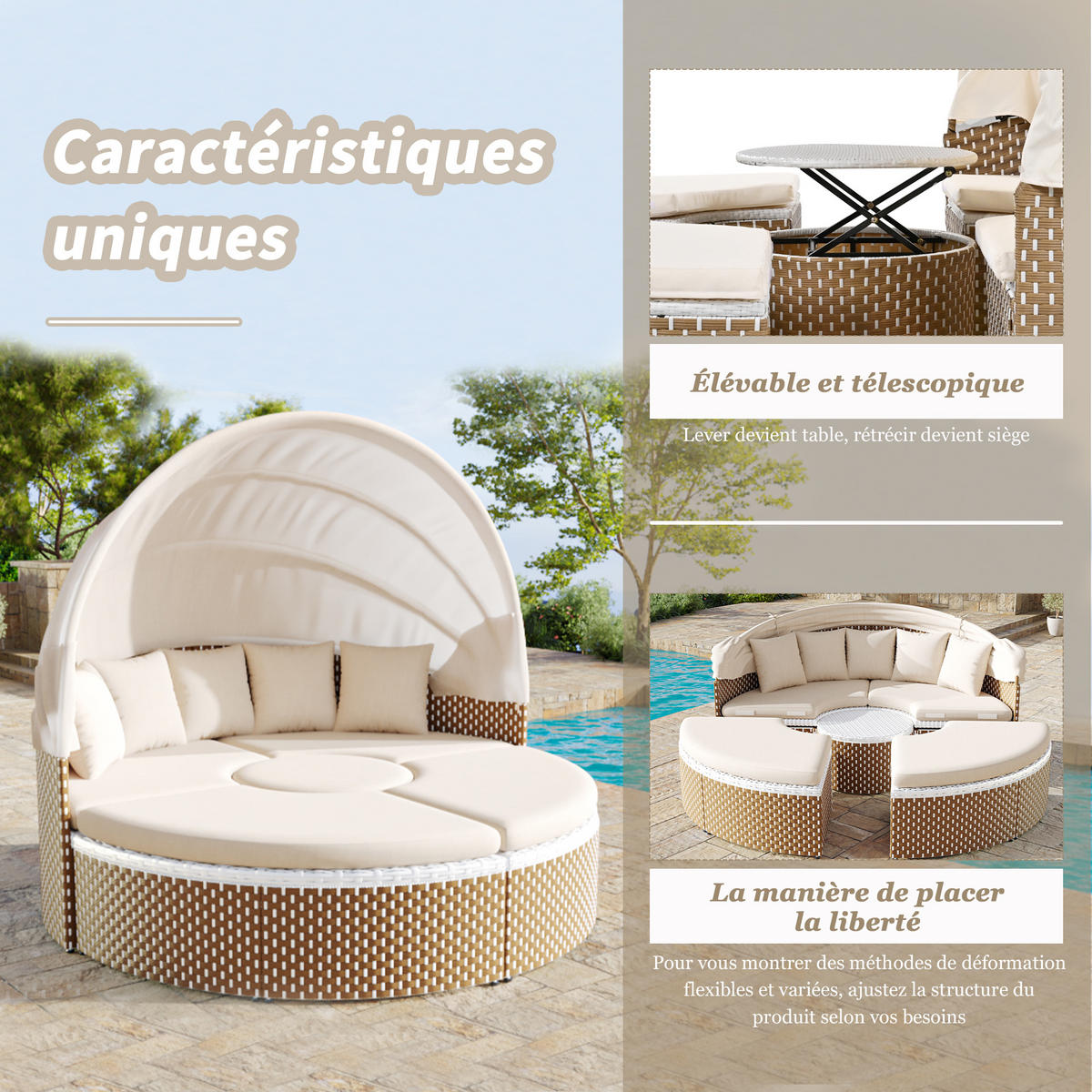 GARTENLOUNGE 5-tlg. Beige - Beige, Metall - ComfortXL