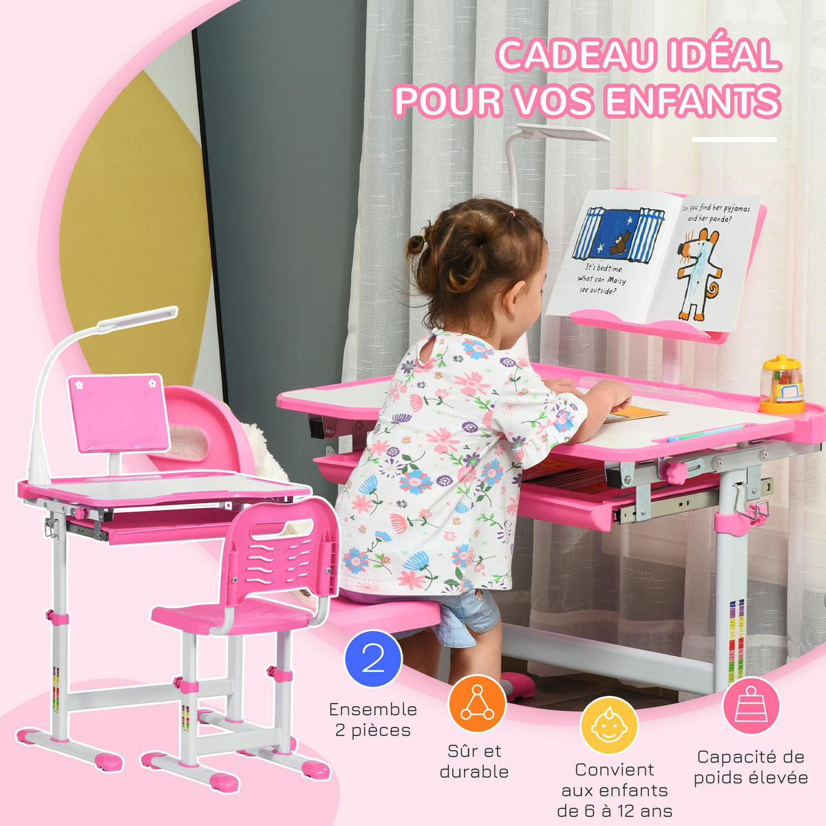 SCHREIBTISCH-SET DE-17538 Rosé - Pink, Metall (70/105/50cm) - ComfortXL