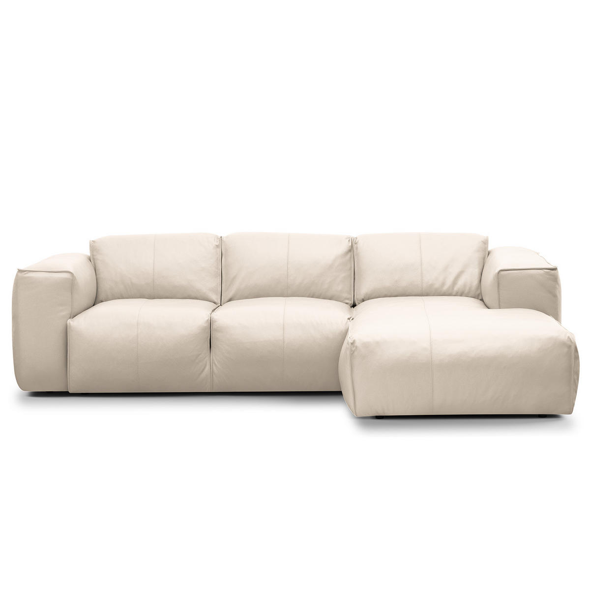 3-SITZER ECKSOFA mit Longchair - Hellgrau/Schwarz, Leder/Kunststoff (251/173cm) - home24