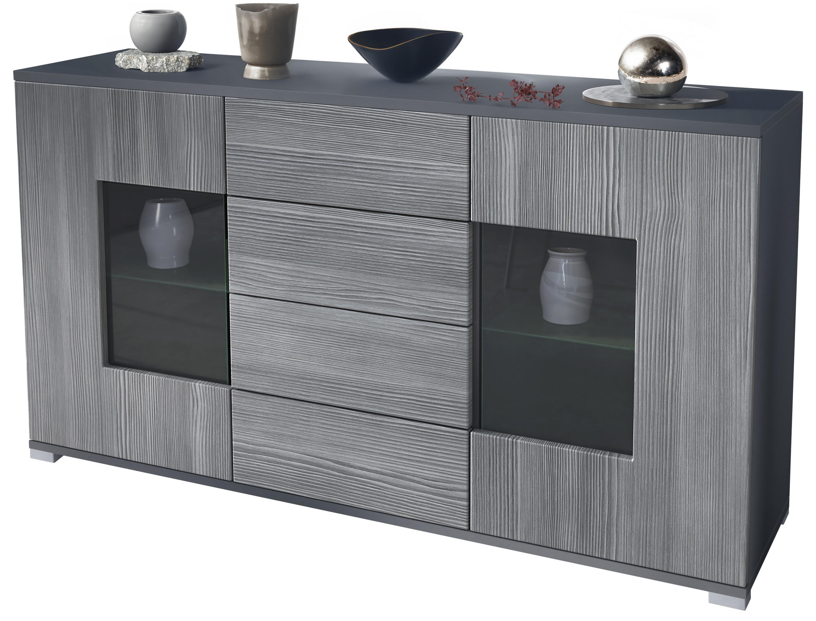 Vladon Sideboard Anthrazit 138.5x75.5x35 cm