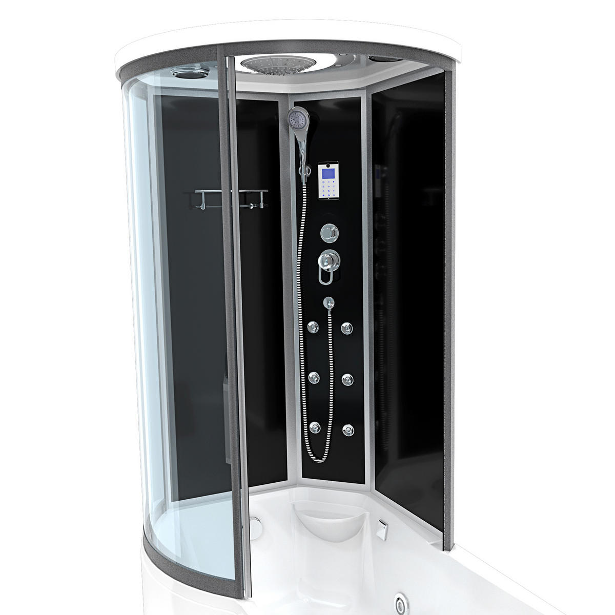 WHIRLPOOL Wanne Duschkabine sw K55-R31-WP-EC 100x1 - Schwarz, Glas/Kunststoff (170/220/98cm) - AcquaVapore by Sandra Jentho