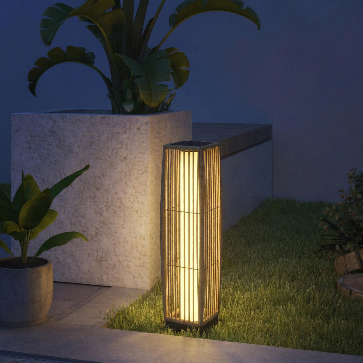 SOLARLEUCHTE IP44 Sandfarbend - Sandfarben, Kunststoff (19/19/68cm) - Outsunny