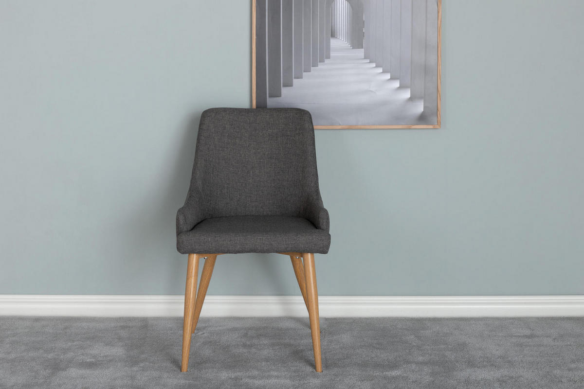 ESSZIMMERSTUHL PLAZA Grau 49x58x86 cm - Grau, Textil (49/86/58cm) - FURNLUX