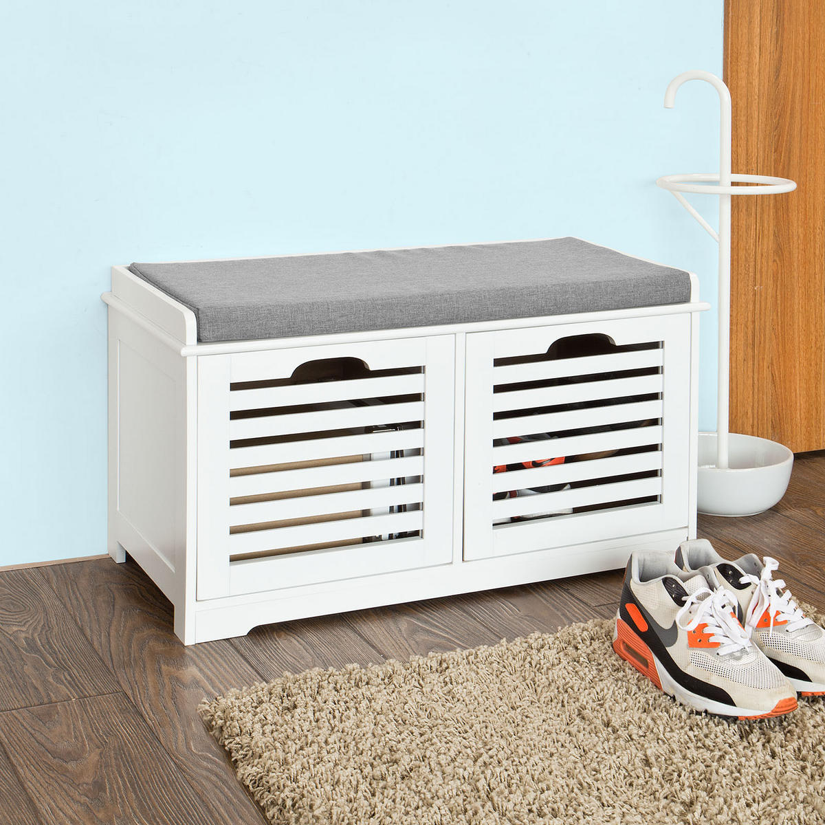 SCHUHBANK Weiß - Weiß, Holzwerkstoff (71/43/34cm) - SoBuy