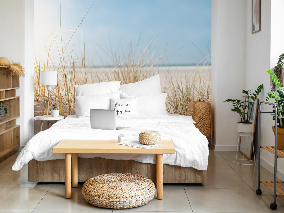 FOTOTAPETA Pre Spálňu Duny Piesočná Pláž Tráva Výhľad Na More 300 x 210 cm - modrá/žltá, papier (300/210cm) - Muralo