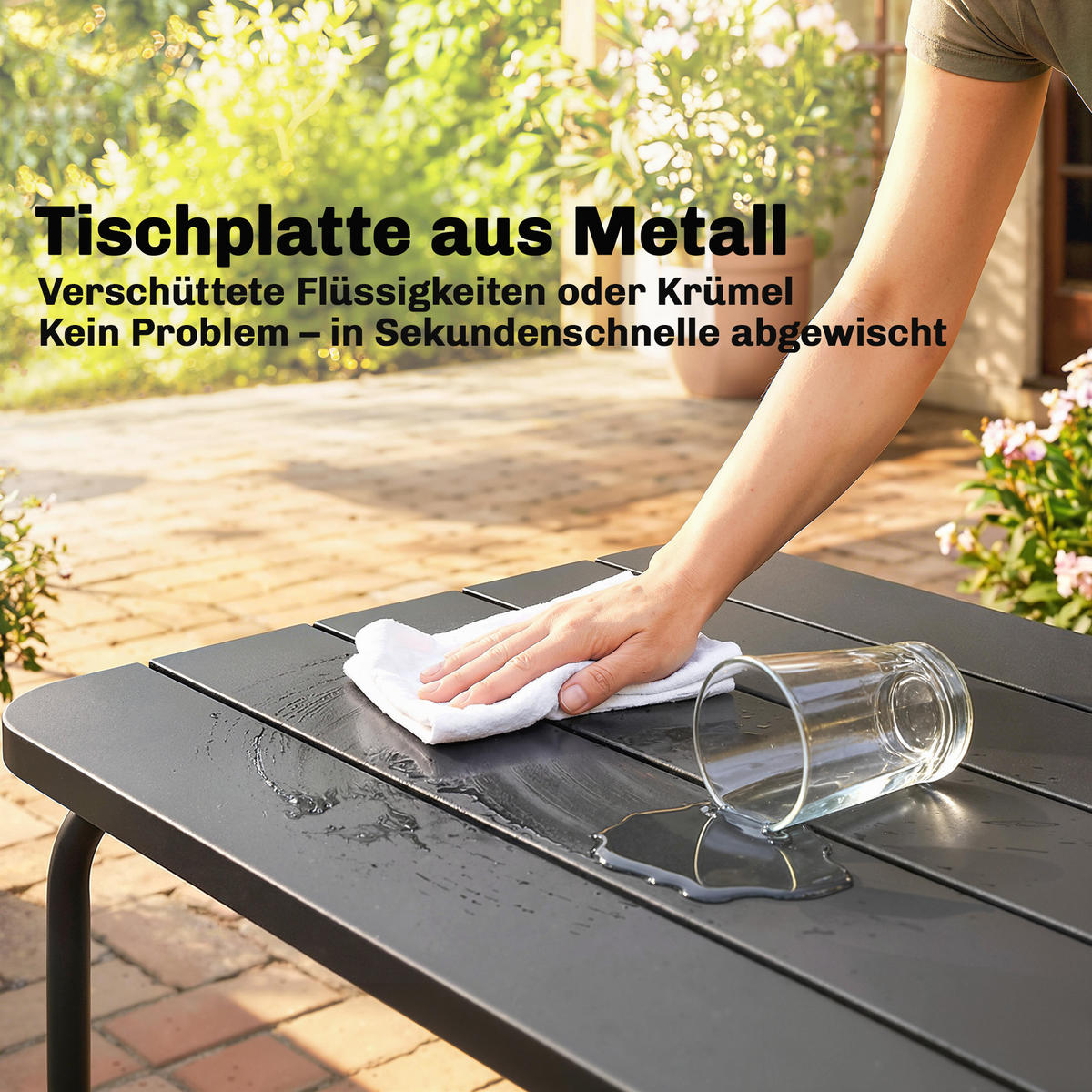 RATTAN-GARTENMÖBEL-SET 4er Set Stahl PE-Rattan Khaki - Hellgrau/Schwarz, Textil/Metall - Outsunny