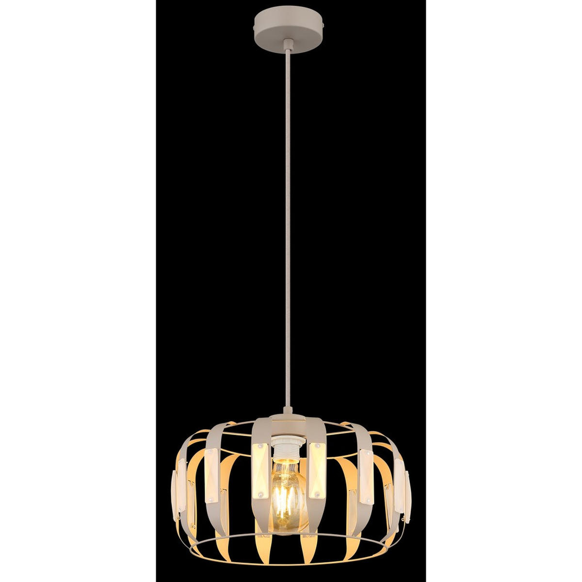 PENDELLEUCHTE ARLEN Metall weiß matt, 1x E27, höhenverstellbar - Weiß, Glas (35/35/120cm) - Globo Lighting