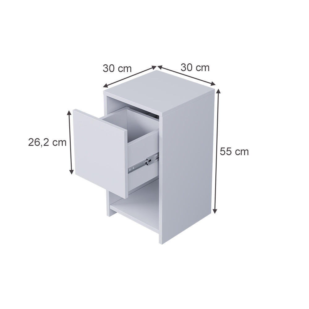 NACHTTISCH Evo Weiß 30 x 55 cm mit Schublade - Weiß, Holzwerkstoff (30/55/30cm) - Vicco