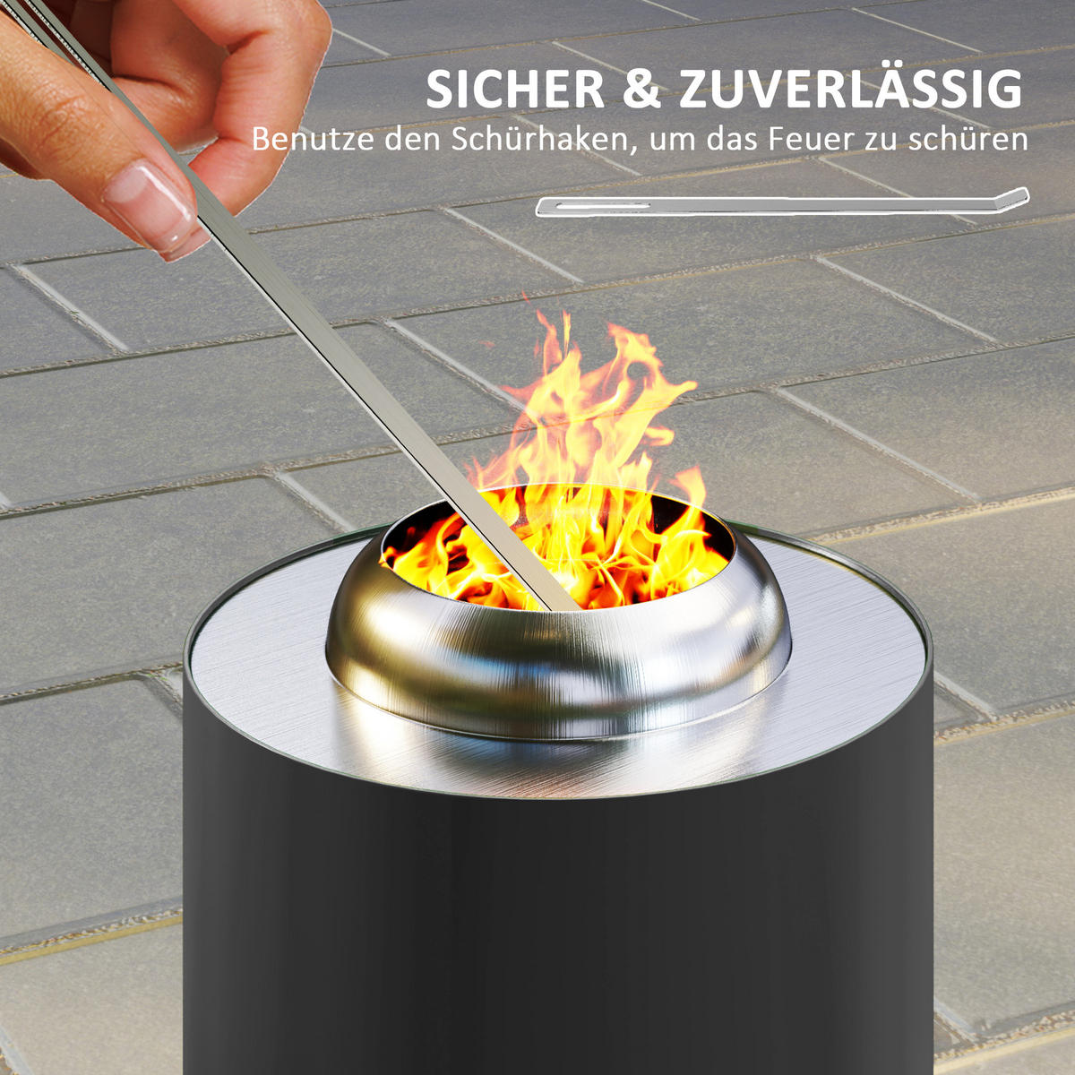FEUERSCHALE Edelstahl Grau - Grau, Metall (16/25/16cm) - Outsunny