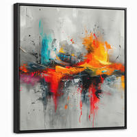LEINWAND Bilder mit Rahmen - Moderne Kunst - Orange - Grau - Abstrakt - 50x50 - Hellgrau, Textil (50/50cm) - MuchoWow
