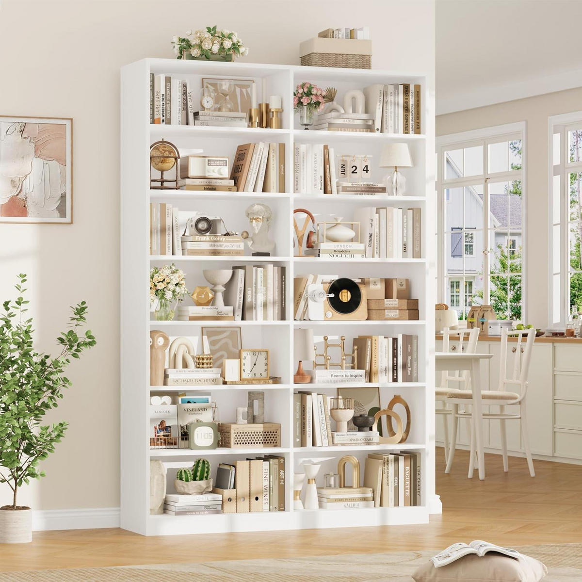 BÜCHERREGAL 212 cm weiß 116x28,5 cm - Weiß, Holzwerkstoff (116/212/28.5cm)