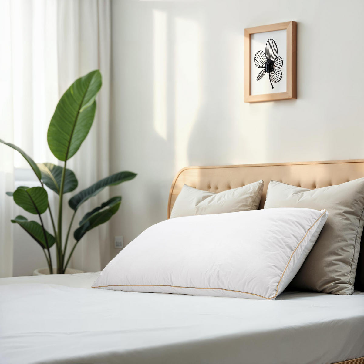 DAUNENKISSEN LUXURY BEDDING, Baumwolle - Weiß, Textil (60/60cm) - WOODEK