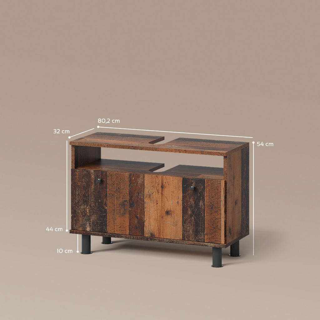 Thumbnail - Livinity® Waschbeckenunterschrank, Braun, Holzwerkstoff, 1 Fächer, Rechteckig, 80.2x54x32 cm, Badezimmer, Badezimmerschr...