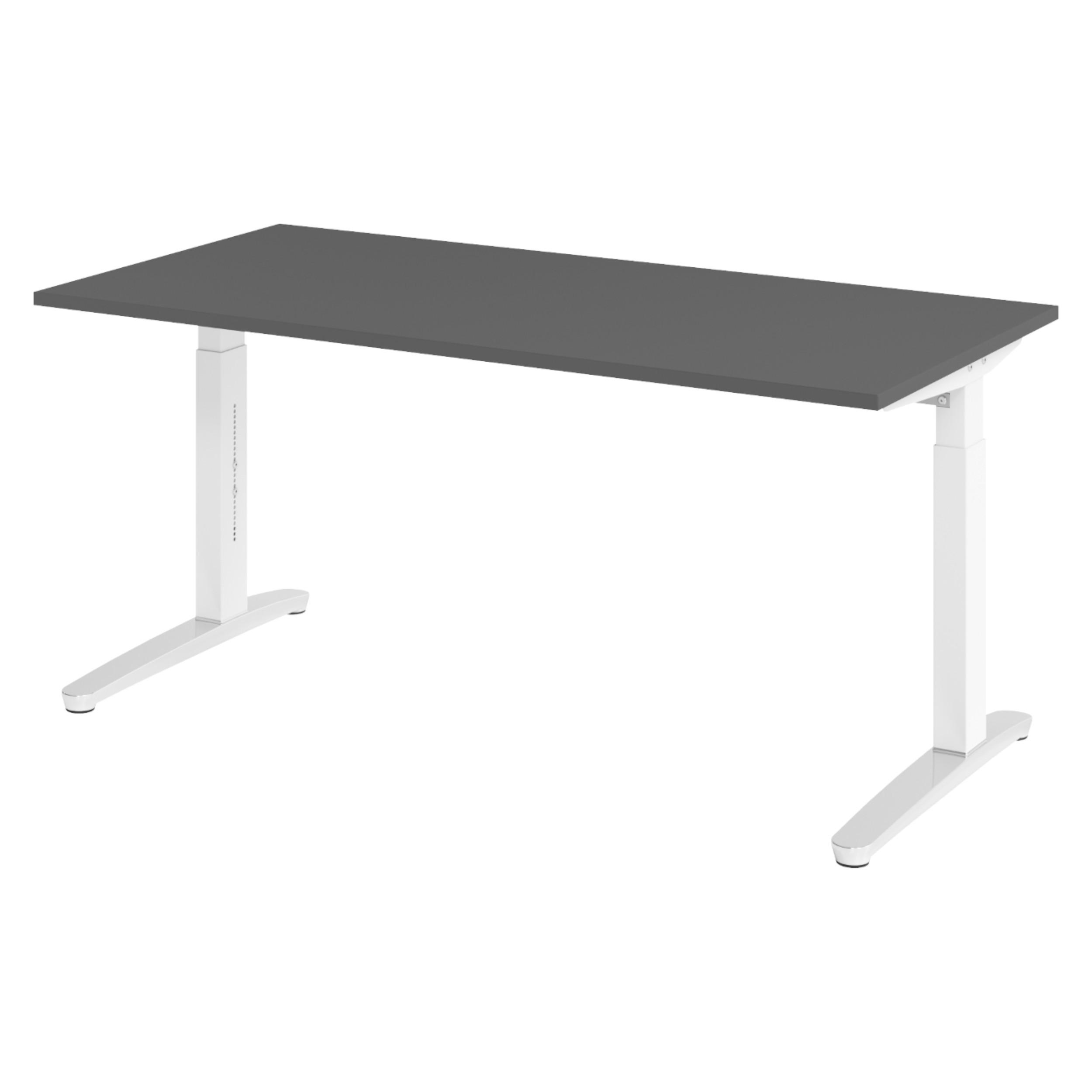 bümö Schreibtisch Graphit, Weiß, Silber 160x74x80 cm