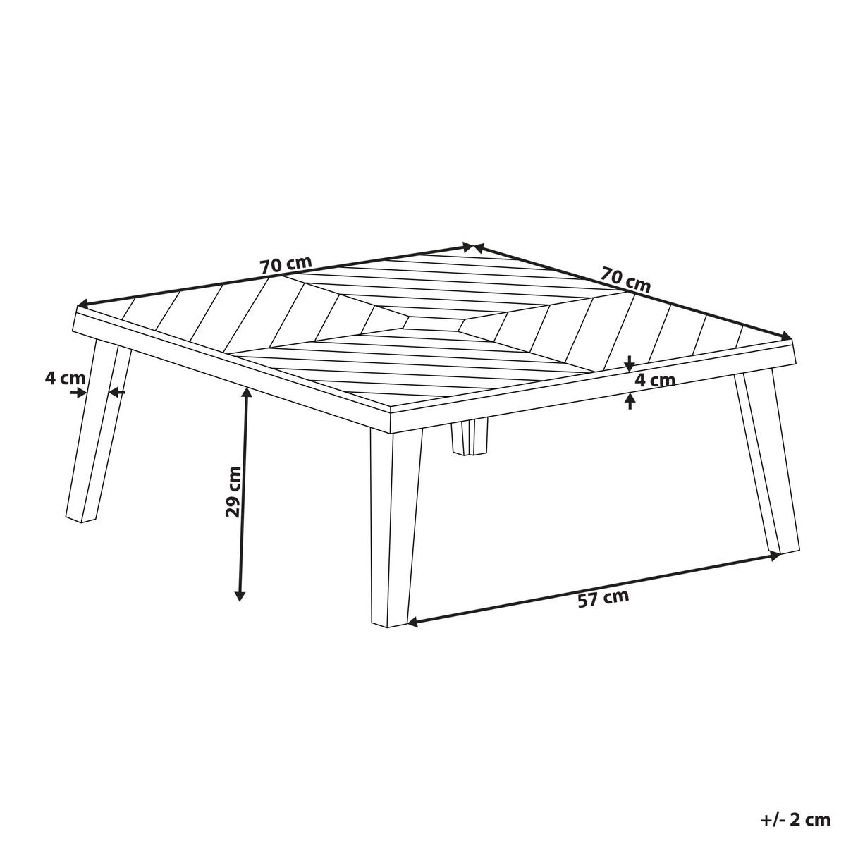 GARTEN Beistelltisch Akazienholz hellbraun 70/70 cm Baratti - Hellbraun, Holz (70/70/33cm) - Beliani