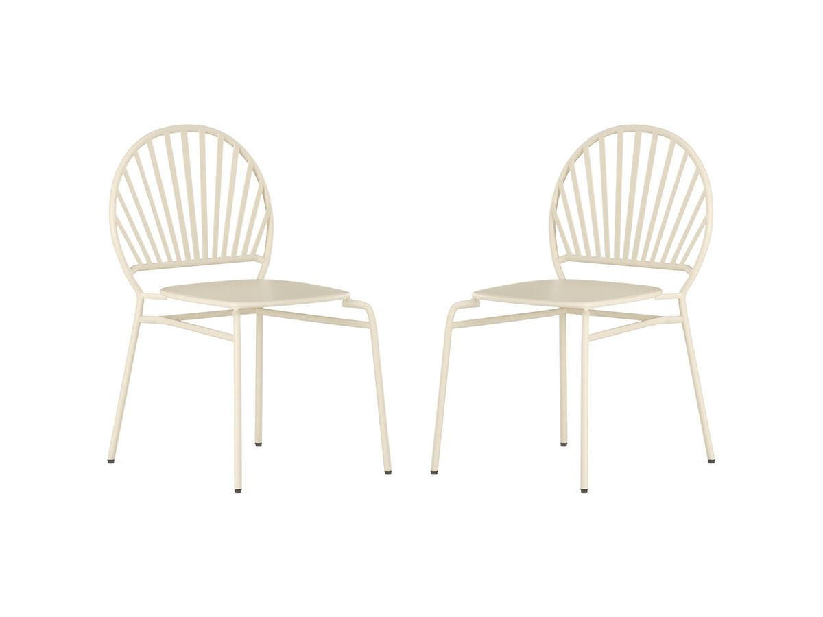 GARTENSTUHL stapelbar 2er-Set - Metall - Beige - CEDEIRA von MYLIA - Beige, Metall (58.5/82/50cm) - Vente-Unique