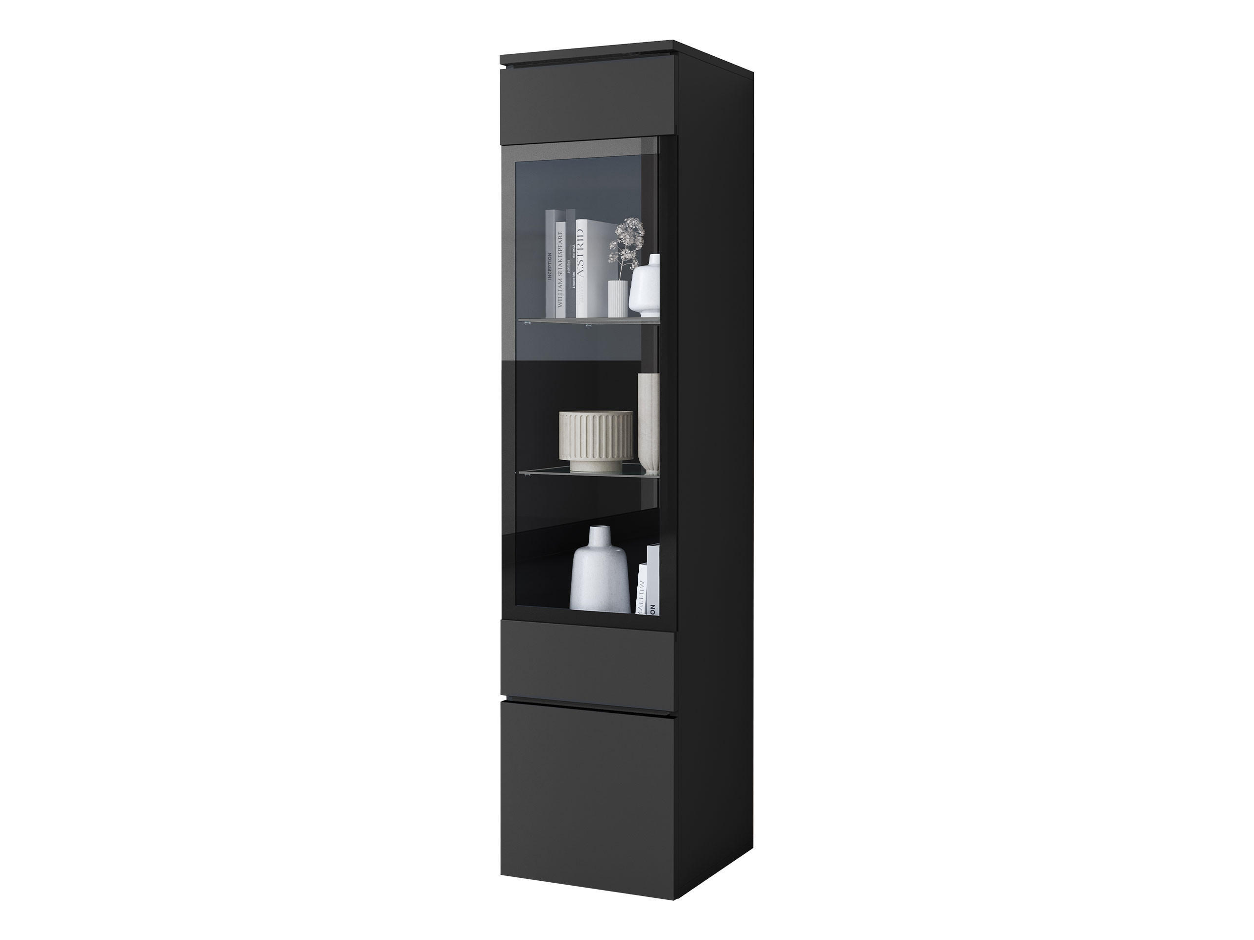 HÄNGEVITRINE Vera 002 mit LED Beleuchtung - Alufarben/Graphitfarben, Holzwerkstoff/Kunststoff (30/130/33cm) - MIRJAN24
