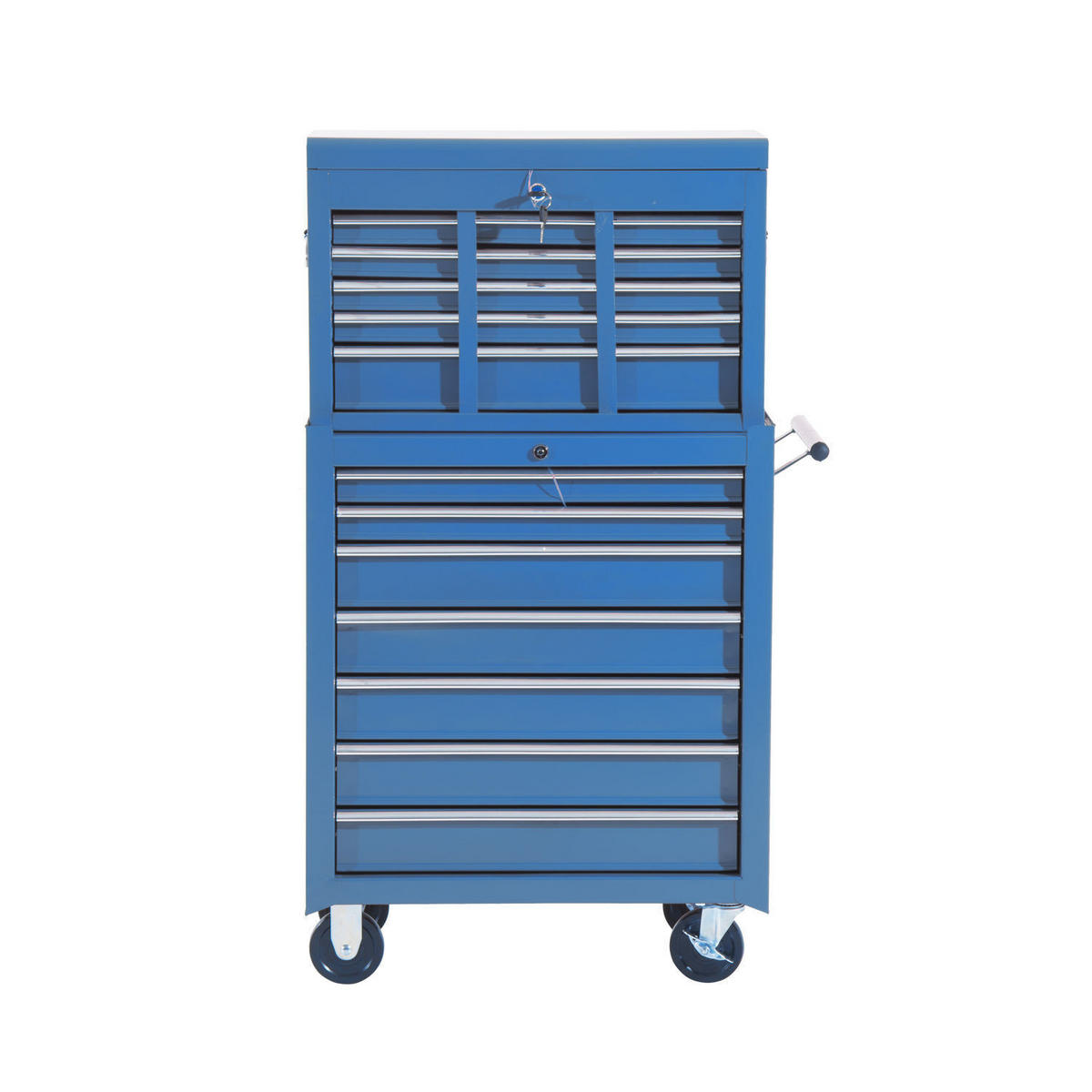 FAHRBARER Werkzeugwagen Werkstattwagen Rollwagen Werkzeugkasten - Blau, Metall (33/113/61.5cm) - HOMCOM