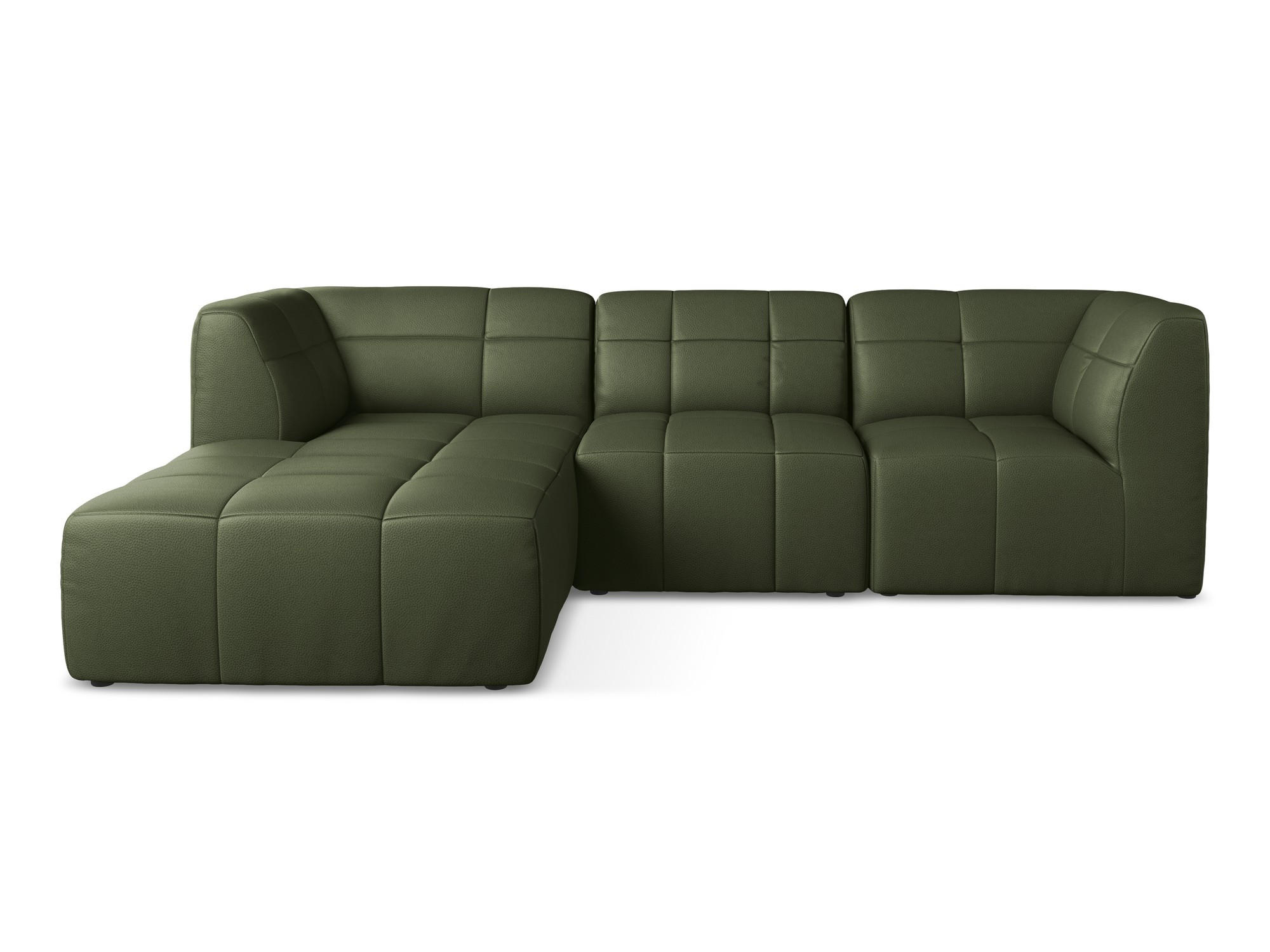 ECKSOFA Links Kunstleder Grün - Schwarz/Grün, Holzwerkstoff/Kunststoff (266/175cm) - Makamii