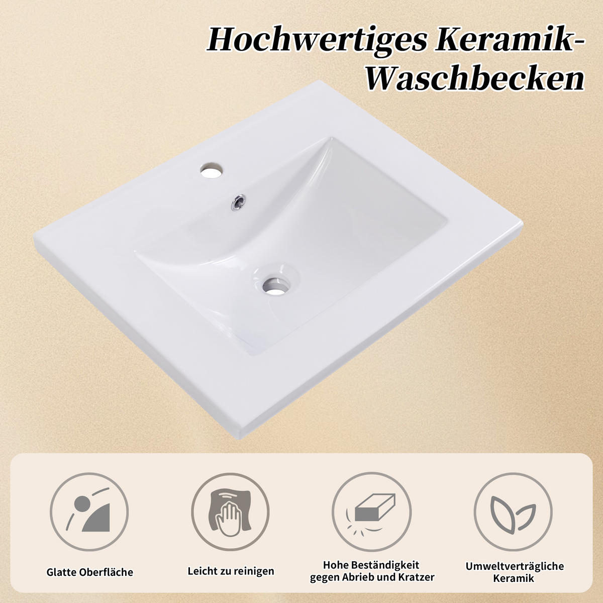 BAD-WASCHTISCHUNTERSCHRANK Weiß, Keramikbecken, 61 x 46 x 90 cm - Weiß, Holzwerkstoff (61/90/46cm) - Urban Meuble