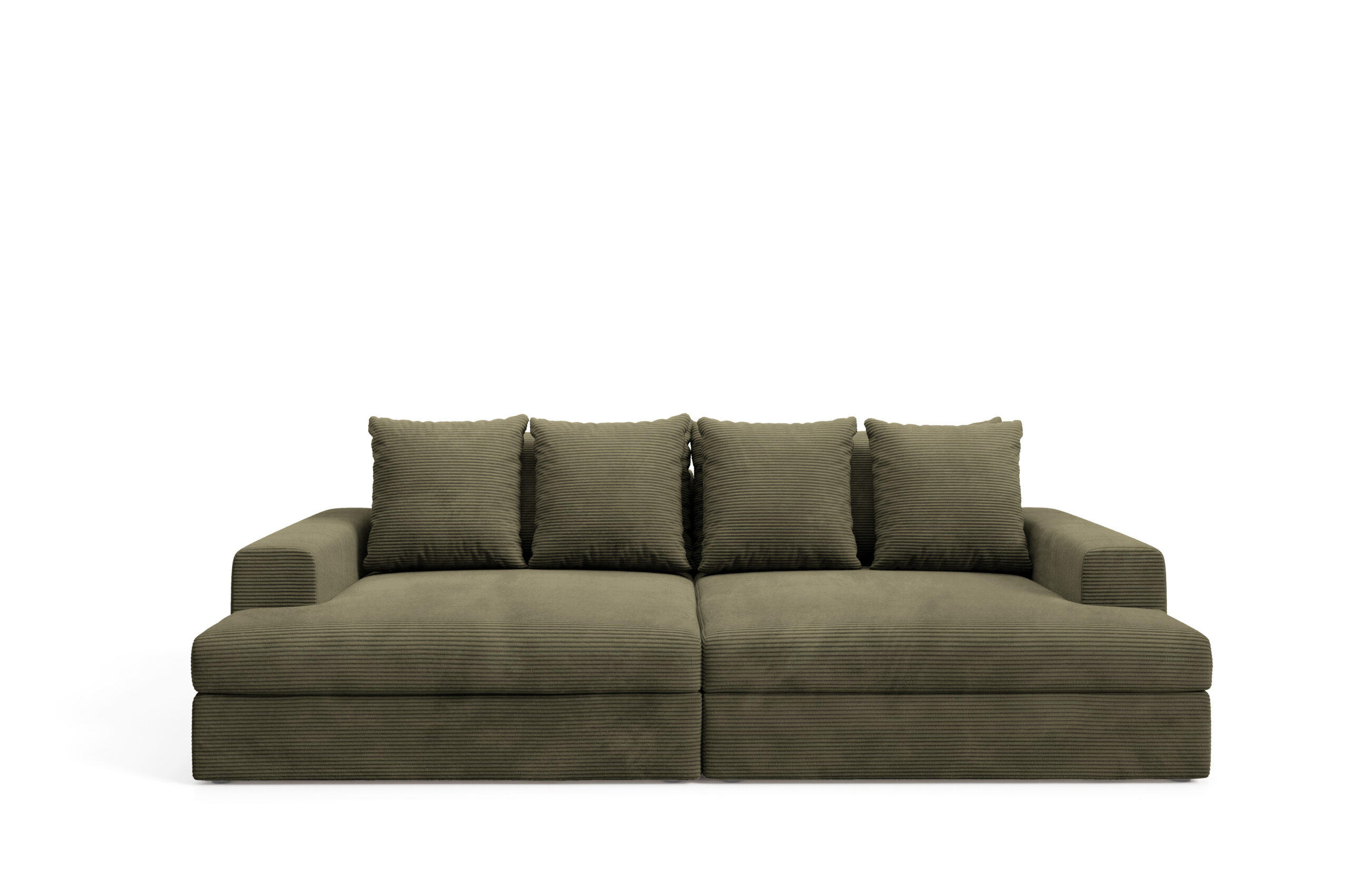 SOFA 4-Sitzer Cord Grün olive - Dunkelgrün, Textil (167/42/272cm) - Furnisell