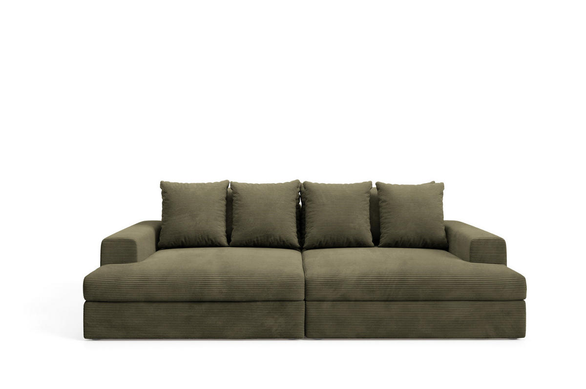 SOFA 4-Sitzer Cord Grün olive - Dunkelgrün, Textil (167/42/272cm) - Furnisell