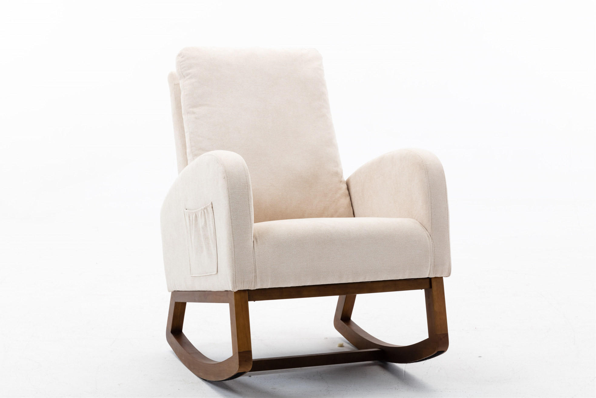SCHAUKELSTUHL mit hoher Rückenlehne und Leinenbezug – bis 150 kg belastbar - Beige, Textil (94/101/69cm) - BEAOK