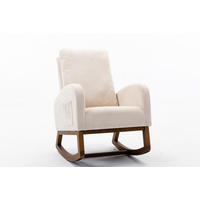 SCHAUKELSTUHL mit hoher Rückenlehne und Leinenbezug – bis 150 kg belastbar - Beige, Textil (94/101/69cm) - BEAOK