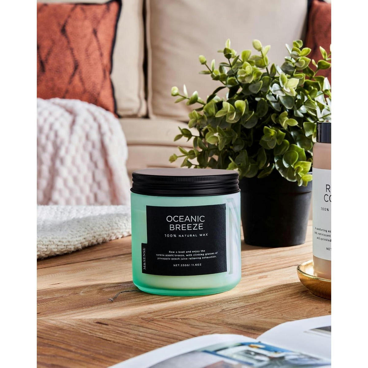 DUFTKERZE Oceanic Breeze Soja 330g 70h Brenndauer - Petrol, Paraffin (9.5cm)