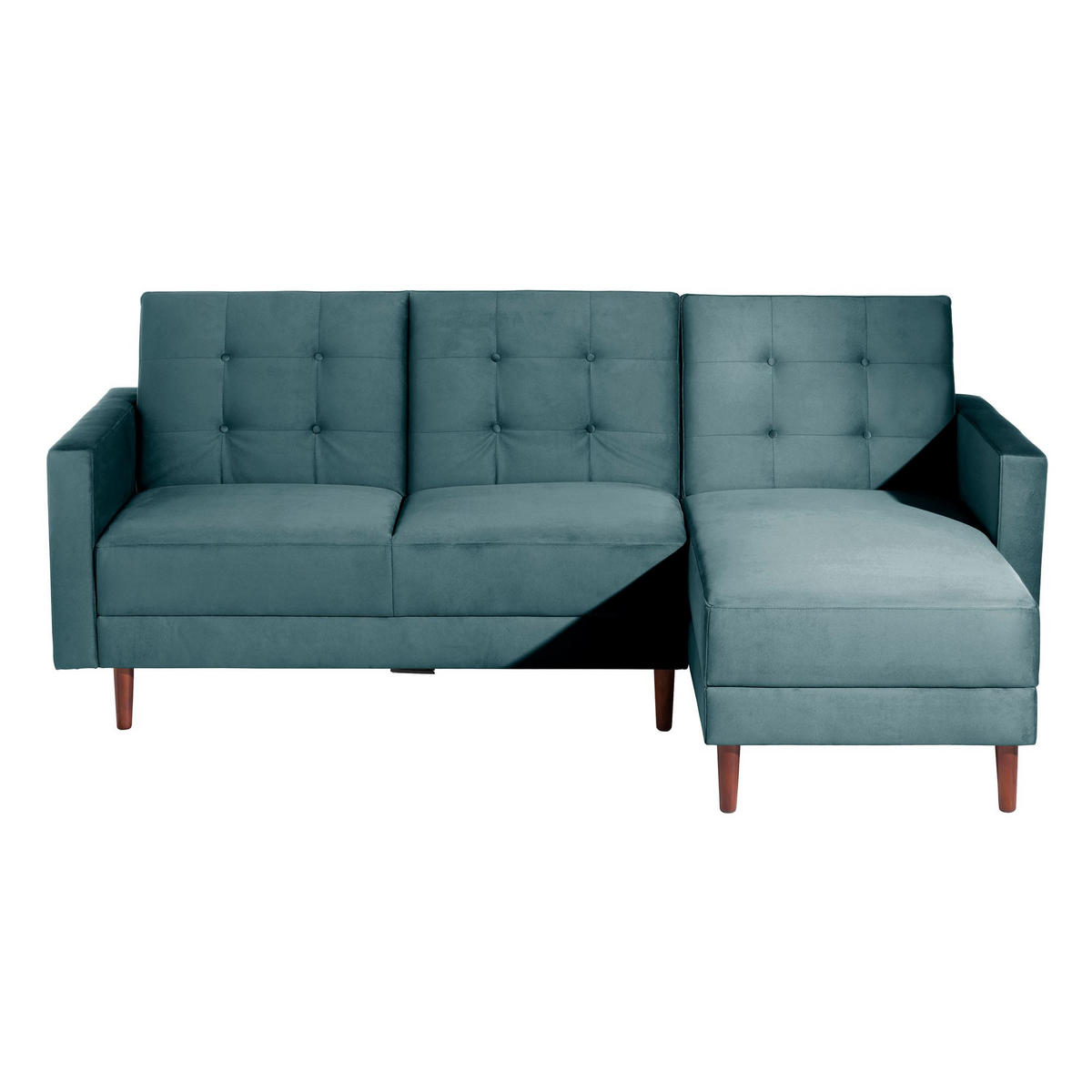 FUNKTIONSSOFA mit Hocker Katunia Samtvelours azur - Aubergine, Kunststoff (222/92/144cm) - 58aufmkessel