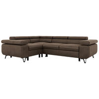 ECKSOFA FALCO L - Braun Velvet - Links Seite - Dunkelbraun/Schwarz, Textil/Metall (197/268cm) - MKS