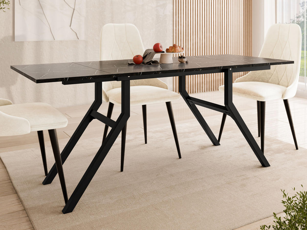 2-IN-1 COUCHTISCH UND ESSTISCH Xena Bis - Schwarz, Holzwerkstoff/Metall (70/100/45cm) - MIRJAN24