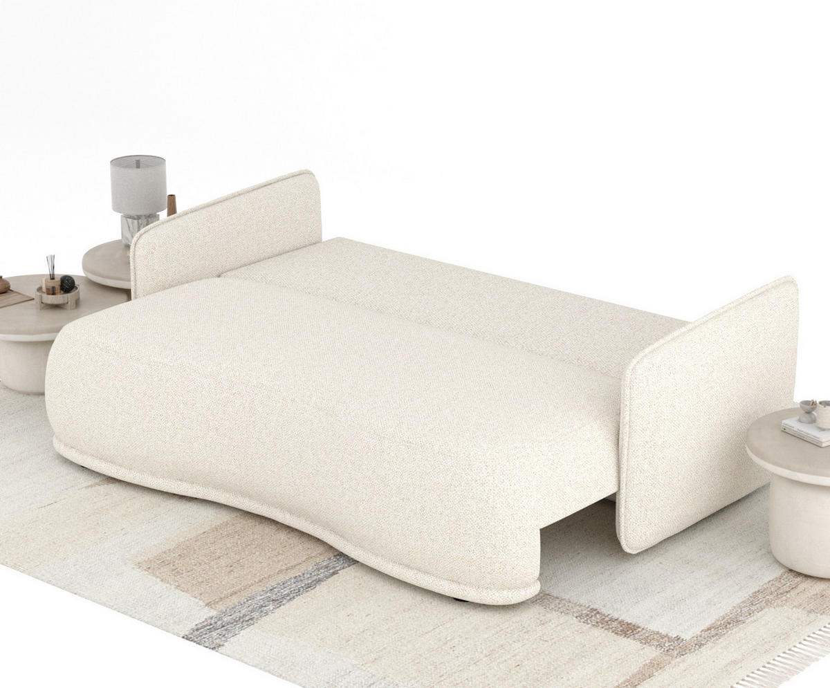 SCHLAFSOFA Mitsis Creme Plüschstoff - Creme/Schwarz, Holz/Holzwerkstoff (231/93/106cm) - Maison de Reve